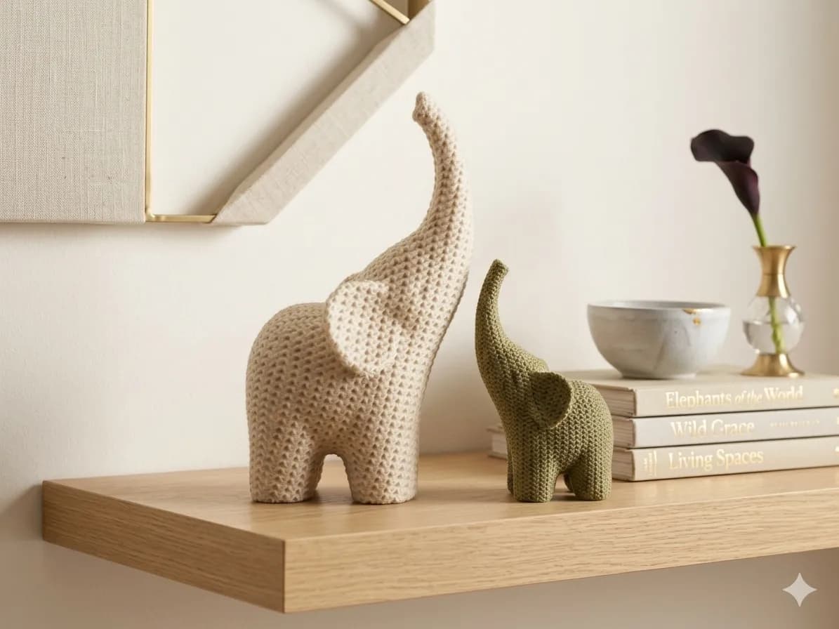 Elefante em Tricô – Modelo Decorativo